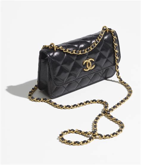 chanel phone and card holder|Chanel phone holder with chain.